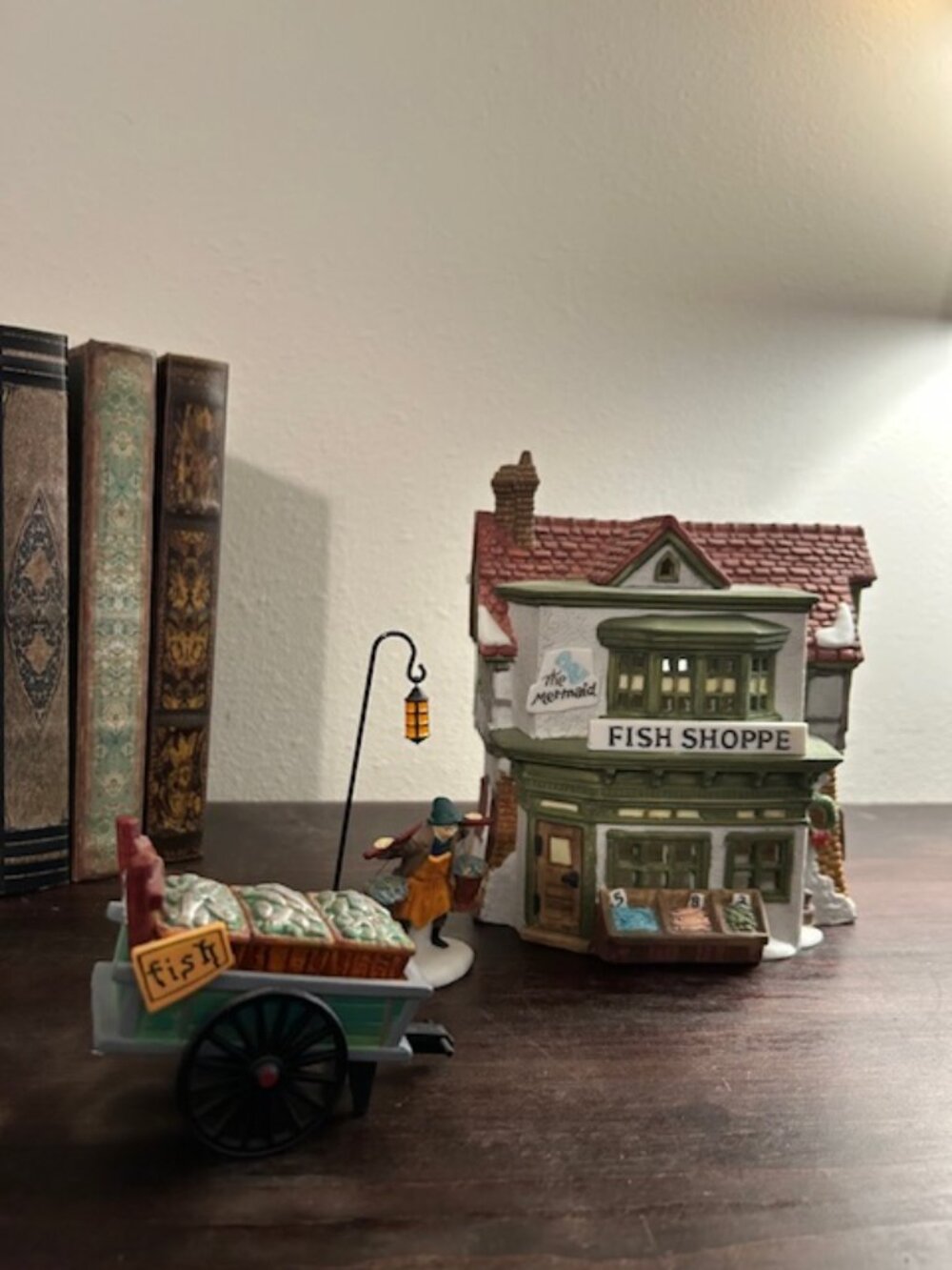 Vintage Dept 56 "Mermaid Fish Shoppe" and "Chelsea Market Fish Monger and Cart"